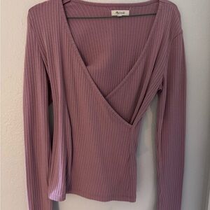 Madewell Dusty Pink Long Sleeve Wrap Top